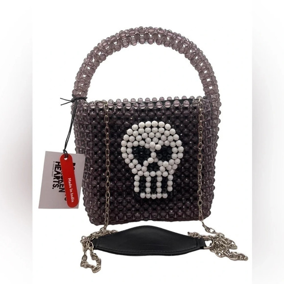 BOUFFANTS & BROKEN HEARTS Kendra Dandy Hand-Beaded Artisan Skull Bag NEW NWT - Picture 5 of 16